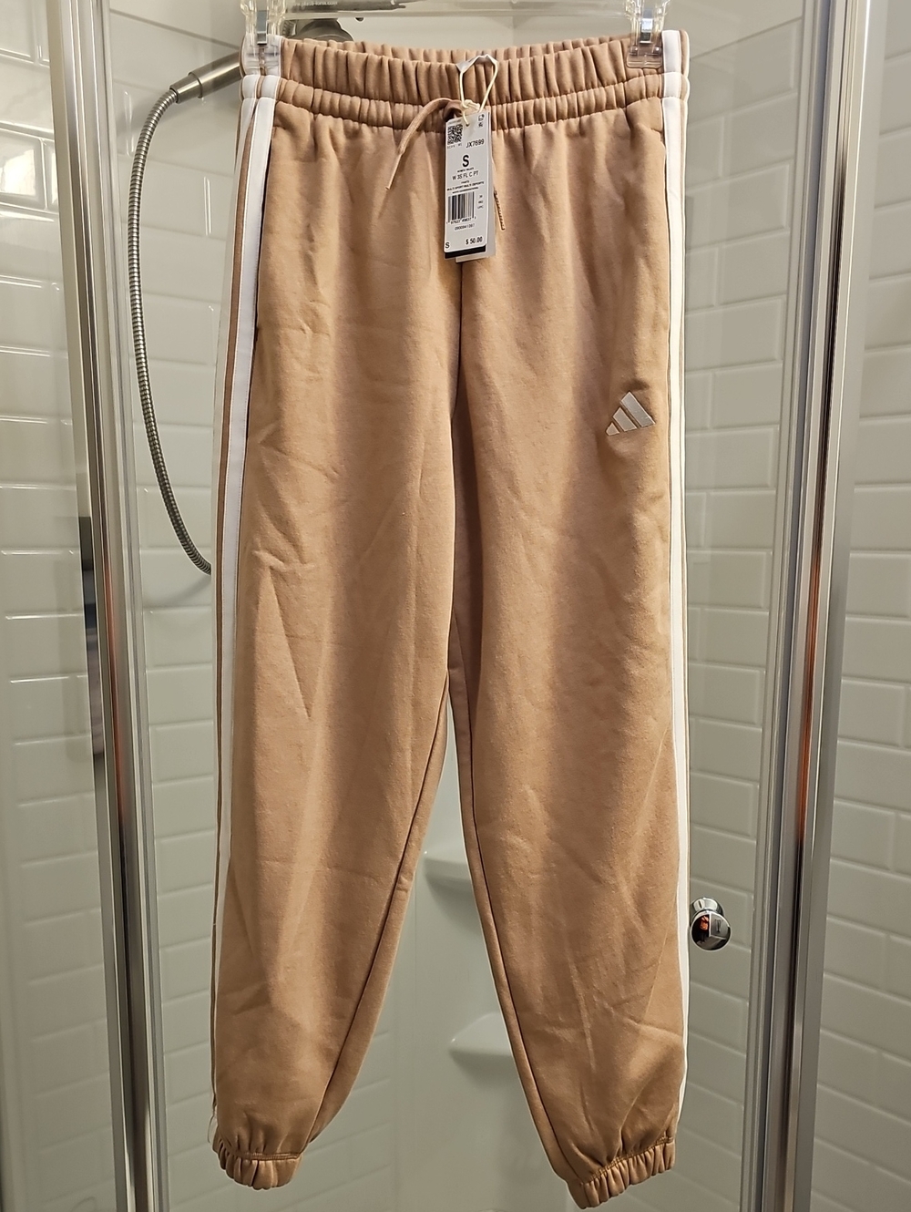 Adidas Women's Sweatpants In Warm Sandstone/White. Size S. NWT.